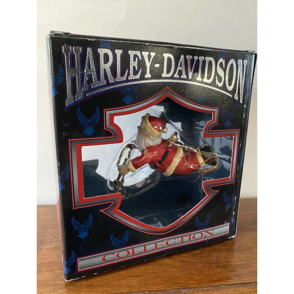 Harley Davidson Flying Santa with Emblem Motorcycle Club Christmas Ornament 1997